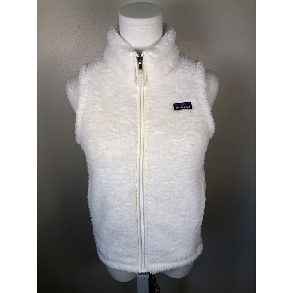 Patagonia Girl's Los Gatos Fluffy Fuzzy White Sleeveless Vest Size XL